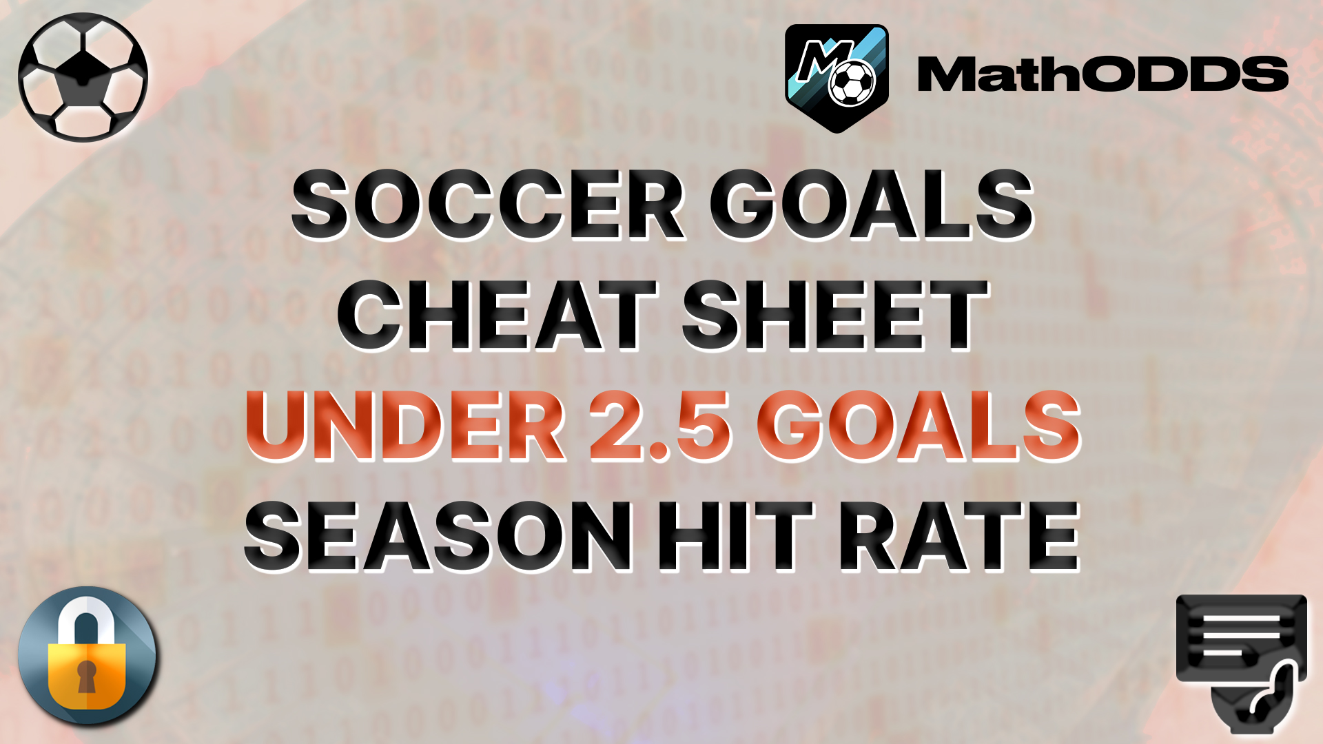 CHEATSHEET SOCCER Effective : Under 2.5 goals – stat on the season – 06/01/2025